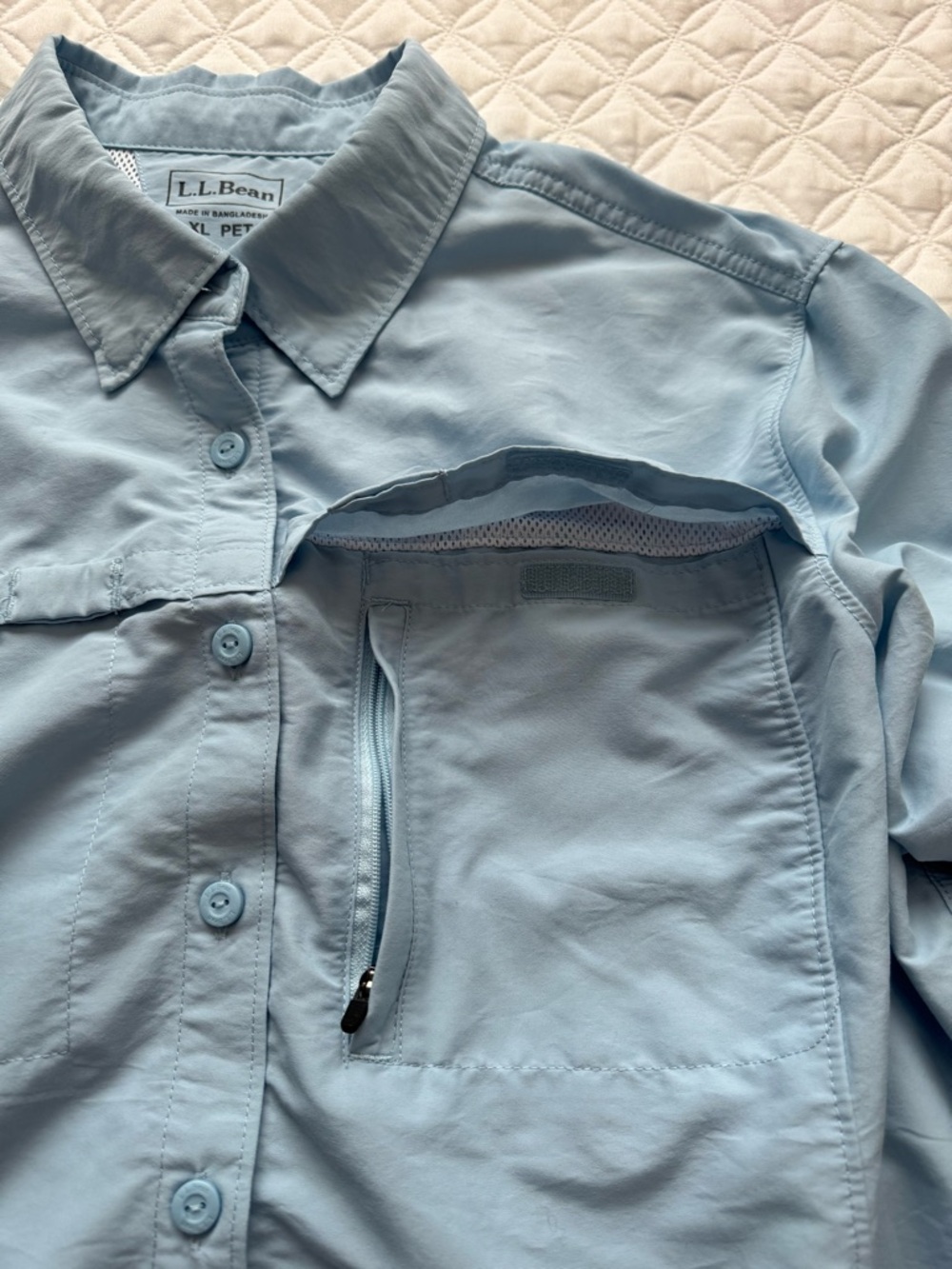 L.L. Bean Light Blue Tropicwear Button-Down Long Sleeve Sun Block Shirt Sz XLP - Picture 5 of 16